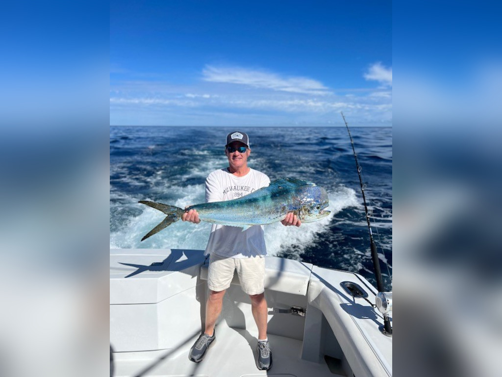 Angler with a chrome dorado