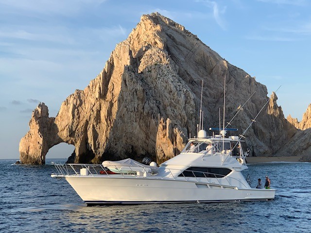 The Determined anchored beside El Arco in Cabo San Lucas